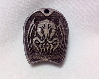 Tribal Cthulhu wooden pendant