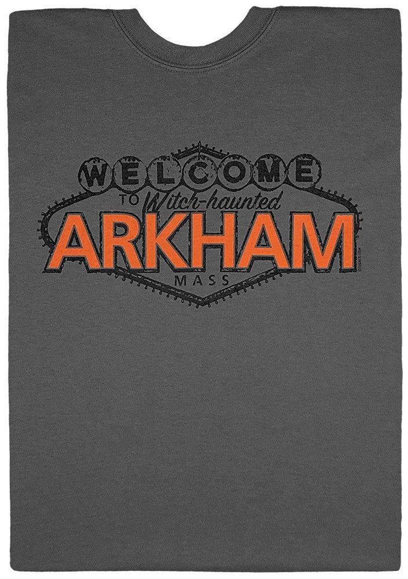 Welcome to Arkham vintage sign t-shirt in charcoal size S-4XL image 1