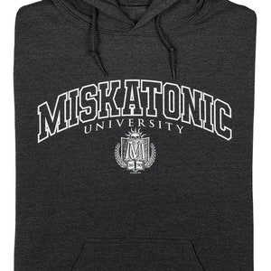 Miskatonic University Ivy League seal, Lovecraft Cthulhu Mythos pullover HOODY Black or Gray Heather S-4XL image 4