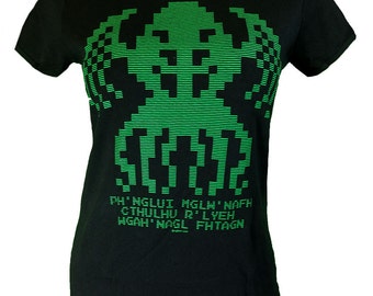8-bit retro gaming Cthulhu women's fitted tee S-2XL
