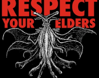 Respect Your Elders Lovecraft Cthulhu Mountains of Madness women's fitted t-shirt, sizes S-2XL