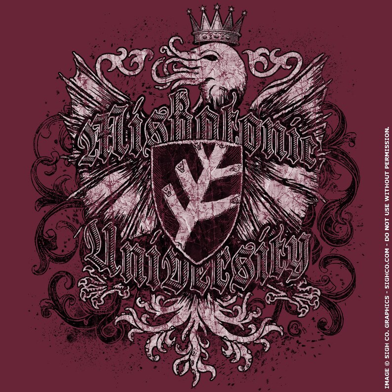 MIskatonic University Heraldic Shield t-shirt in black or burgundy size S-4XL image 1