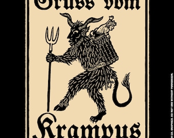 Greetings From Krampus woodcut babydoll sizes S-2XL