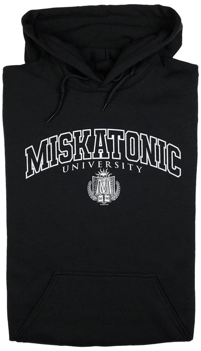 Miskatonic University Ivy League seal, Lovecraft Cthulhu Mythos pullover HOODY Black or Gray Heather S-4XL image 2