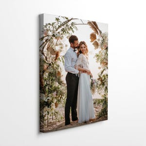 Custom Framed Canvas Prints Personalised Photo to Canvas Family Pets Wedding Baby Image Print Wall Art for Bedroom Living Room Home Decor