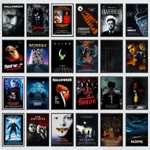 120 pezzi di poster di film horror, download digitale di film spaventosi, collezione di film, pacchetto di poster di film, arte digitale