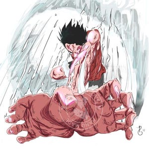 Monkey D. Luffy (Gear 2) Digital Art Download – One Piece Fan Art – Printable Wall Art