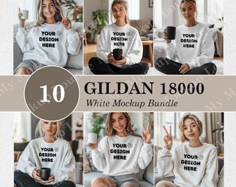 Gildan 18000 Mockup-Bundle, Sweatshirt Crewneck Mockup-Bundle Print on demand, Clothing Mockup-Bundle, Gildan Mockup-Bundle
