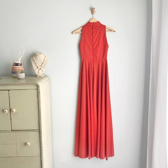 1960s VINTAGE Terracotta Empire Waist Maxi Dress … - image 4