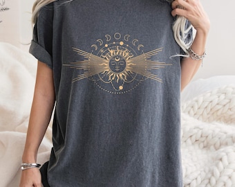 Mystic Moon And Sun Shirt, Mystical Moon Phase Shirt, Moon Phase T-Shirt, Boho Vintage Moon Shirt, Spiritual T-Shirt, Celestial Moon Shirt