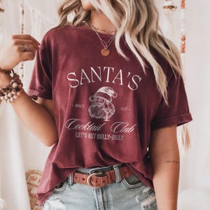 Santas Cocktail Club Christmas T-Shirt Funny Christmas Shirt Espresso Martini Dirty Martini Christmas Crewneck Brewdolph Bachelorette