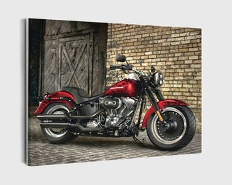 Premium Paint By Numbers for Motorcycle | Red Harley-Davidson | Framed 40x50cm | For Beginners | DIY Kits