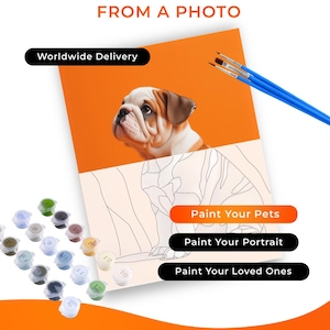 Paint Your Pet, Custom Paint by Number Kit, Personalised Painting Kit, Paint From A Photo, DIY Colouring Kit