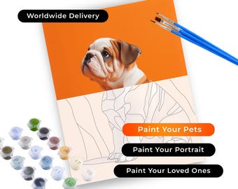 Paint Your Pet, Custom Paint by Number Kit, Personalised Painting Kit, Paint From A Photo, DIY Colouring Kit