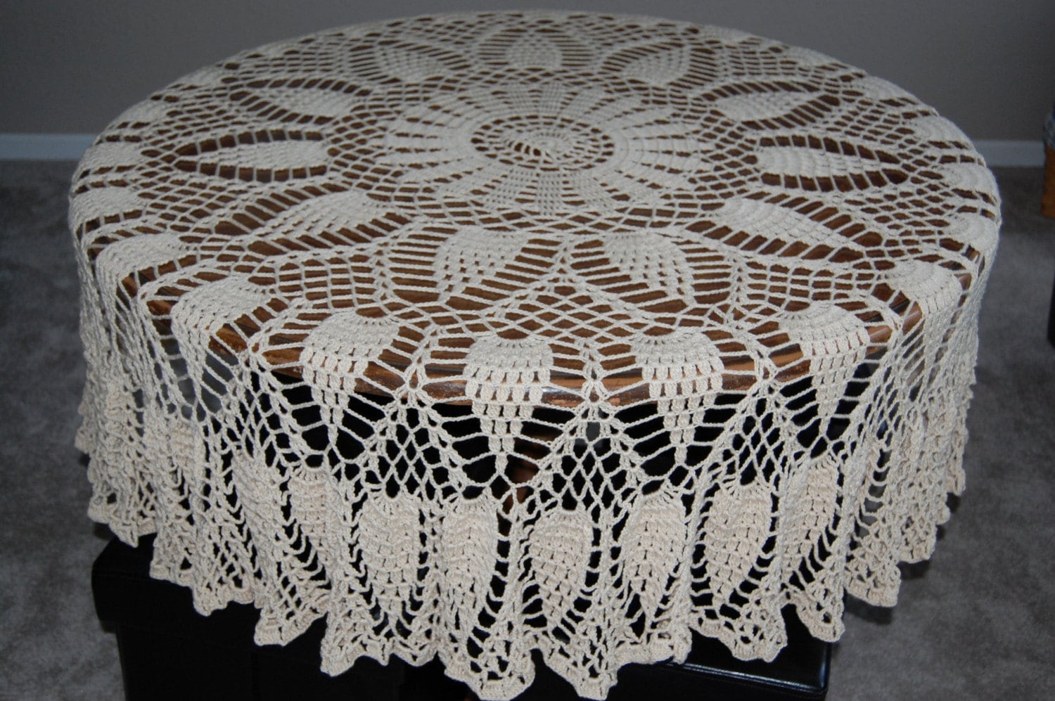 Pineapple Hand Crochet Round Tablecloth Etsy