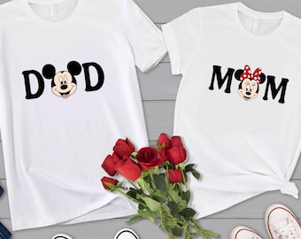 Mickey Dad Minnie Mom Tshirt Dtf Transfer, Disney Mama Shirt, Family Couple Matching Outfits, Mickey Mouse Dad, Gift to Mom, Ready to Press