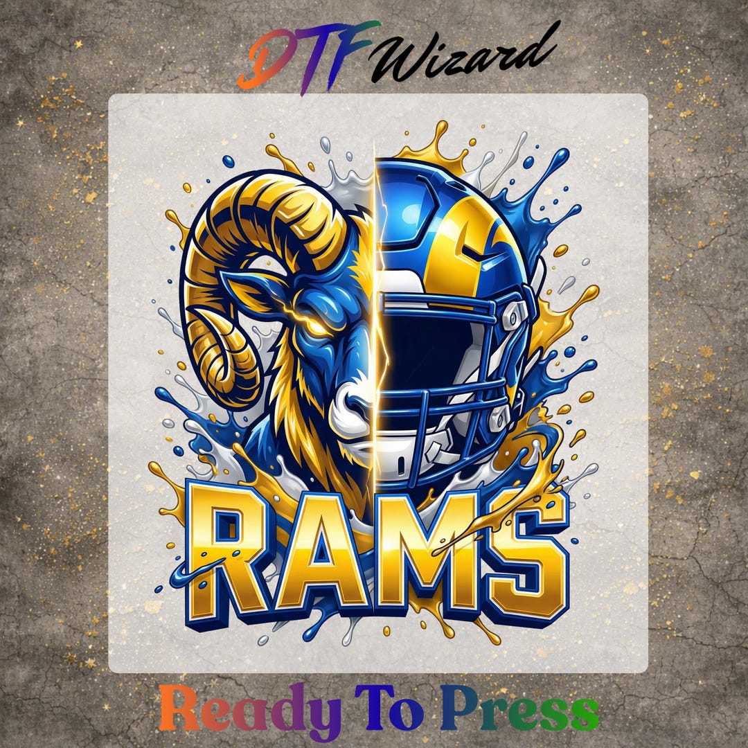 La Rams Splatter Los Angeles Rams Football Shirt DTF Transfer, Blue & Gold Mascot Tee ...