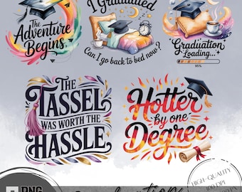 Graduation Clipart Bundle, Cap and Diploma PNG Quotes