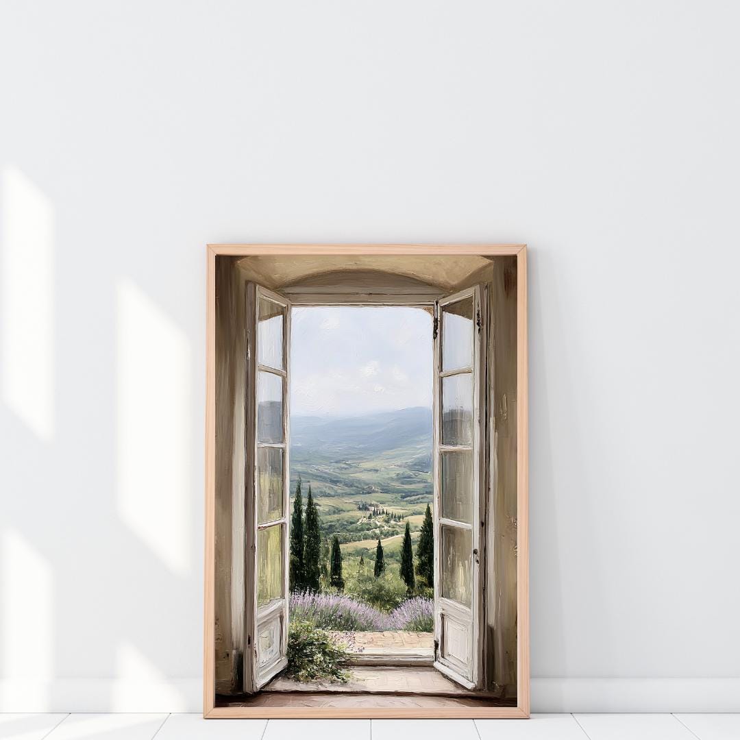 Tuscan Window View Tuscan Window View Art Print - Rustic Italian Countryside Landscape ...