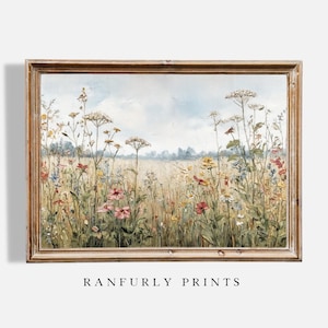 Wildflower Meadow Print | Colorful Field Flowers Digital Download Wall Art