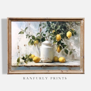 Digital nedladdning av rustika citroner och vintagekruka