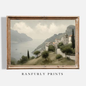 Amalfi Coast Village Print – Italian Cliffside Town Wall Art – Mediterranean Travel Decor – Coastal Landscape – Digital Download