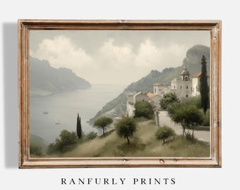 Amalfi Coast Print: Vintage Italian Village, Mediterranean Decor (Digital Download)