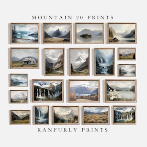 Rustic Mountain Landscape Gallery Wall Art Set: Vintage Fine Art Prints (Digital Download)