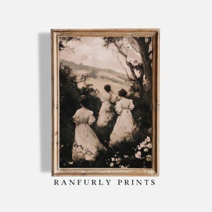 Victorian Women Painting Print: Farmhouse Light Academia Wall Art (Digital Download)