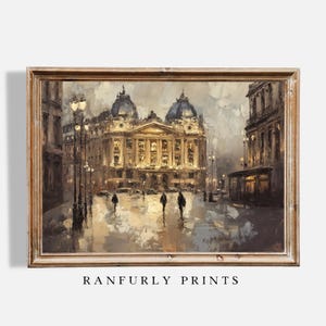Dark and Moody French Cityscape Painting | Dark Architecture Wall Decor PRINTABLE Digital Downloadable