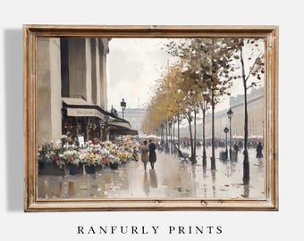 Paris Flower Market Print: Vintage French Street Scene (Digital Download)