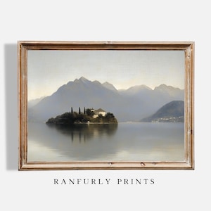 Vintage Lake Landscape Painting: Antique Style Wall Art (Digital Download)