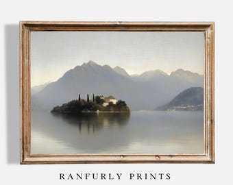 Lake Landscape Painting | Lake House Poster Antique Wall Art Print | Vintage Lake Painting | PRINTABLE
