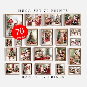 Vintage Christmas Printables Mega Set | Christmas Gallery Wall Set | Holiday Gallery Wall Prints | Digital Xmas Wall Decor