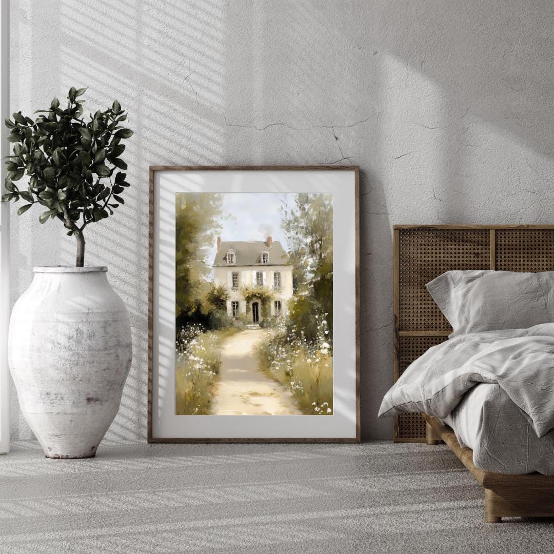French Country House Print: Vintage Farmhouse Wall Art (digital ...