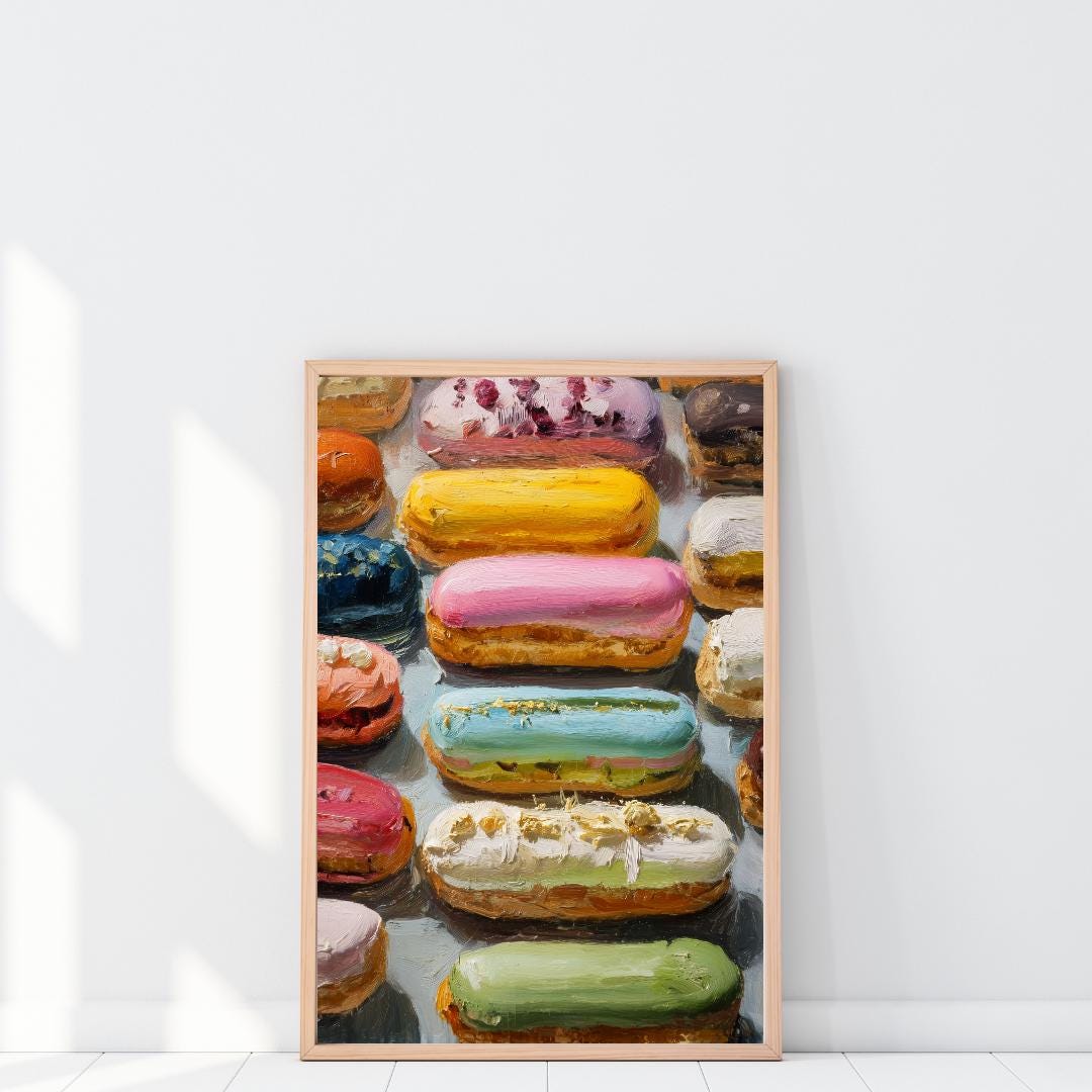 Colorful Eclairs Still Life Print: Vintage French Patisserie Art ...