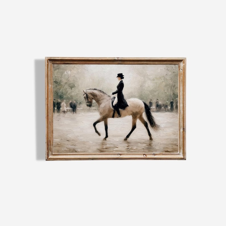 Elegant Equestrian Dressage Rider Print | Vintage Horse Art | Digital ...