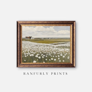 Spring Meadow Painting PRINTABLE | Country Field Vintage Landscape Print | Digital Download 