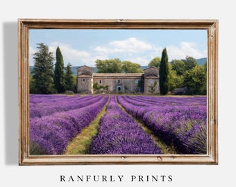 Rustic Farmhouse Lavender Field Print: Provence Cottage Wall Art (Digital Download)