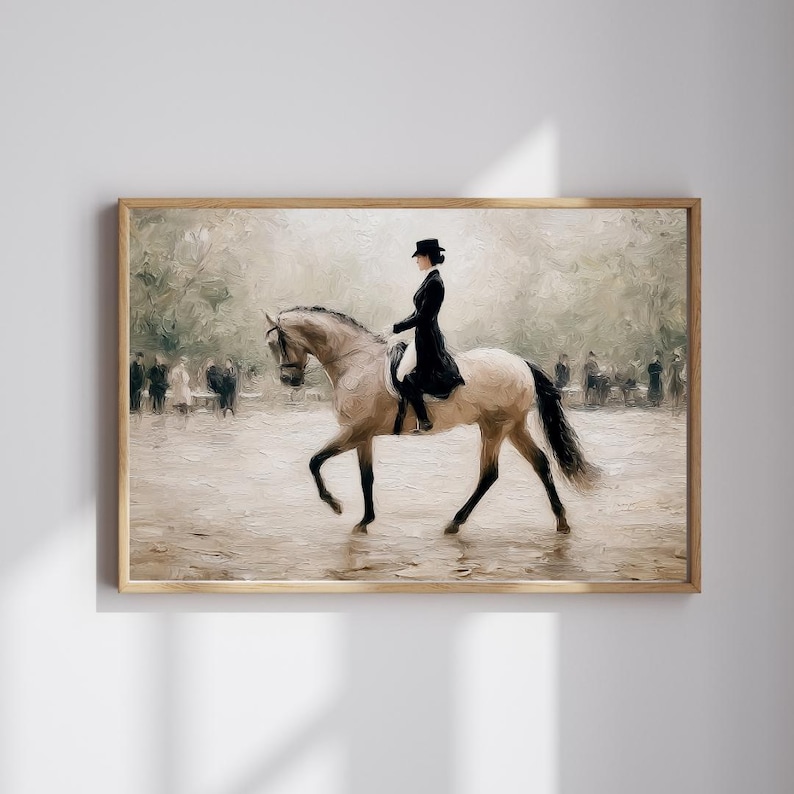 Elegant Equestrian Dressage Rider Print | Vintage Horse Art | Digital ...
