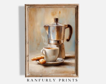 Moka Pot Print, Italian Cafe Still Life (Digital Download)