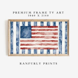 Akvarell amerikansk flagga ram TV-konst, patriotisk kust nedladdning