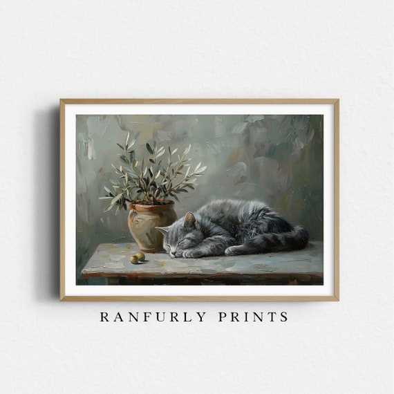 Schlafende Katze Druck: Rustikale Farmhaus Deko (Digitaler Download) -  Etsy.de