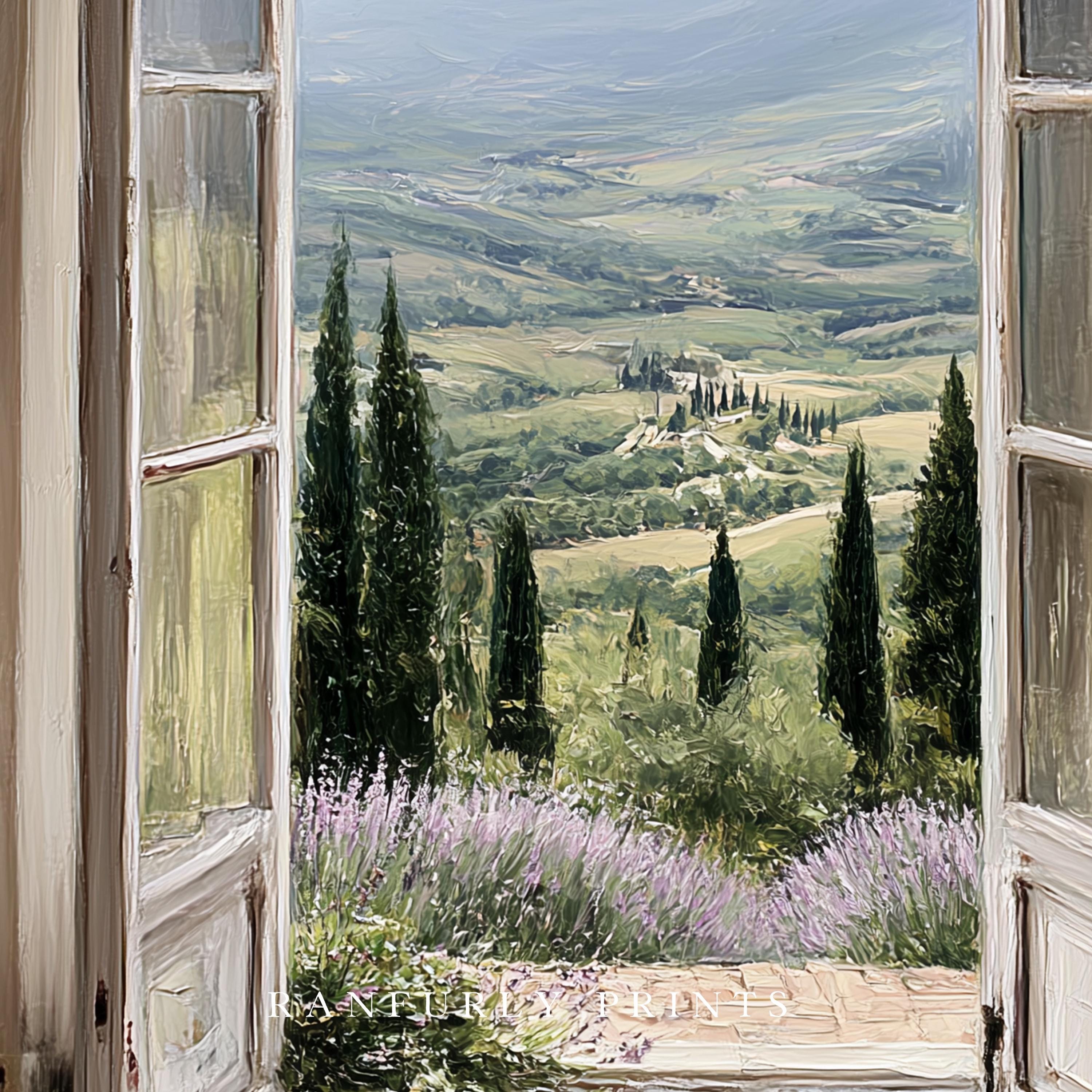 Tuscan Window View Tuscan Window View Art Print - Rustic Italian Countryside Landscape ...