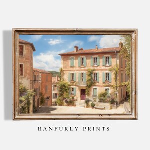 French Village Print: Rustic European Cottage Wall Art (Digital Download)