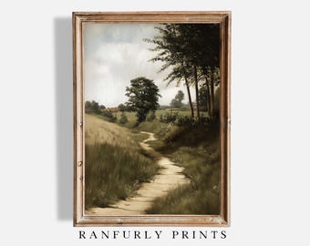 Rustic Countryside Path Print: Vintage Landscape Wall Art (Digital Download)
