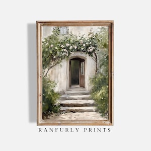Spring Cottage Painting PRINTABLE Art | Summer Farmhouse Bedroom Digital Download Wall Art