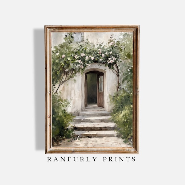 Cuadro de cabaña primaveral (arte imprimible) / Arte de pared digital para dormitorio de casa de campo veraniega (descarga digital)