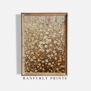Beige Wildflower Textured Oil Painting Digital Download Print