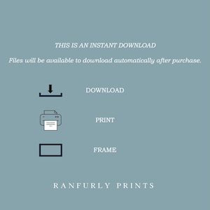 K&ouml;nnte beinhalten: Eine Grafik mit dem Text "THIS IS AN INSTANT DOWNLOAD" und "Files will be available to download automatically after purchase." Die Grafik enth&auml;lt auch Symbole zum Herunterladen, Drucken und Einrahmen.